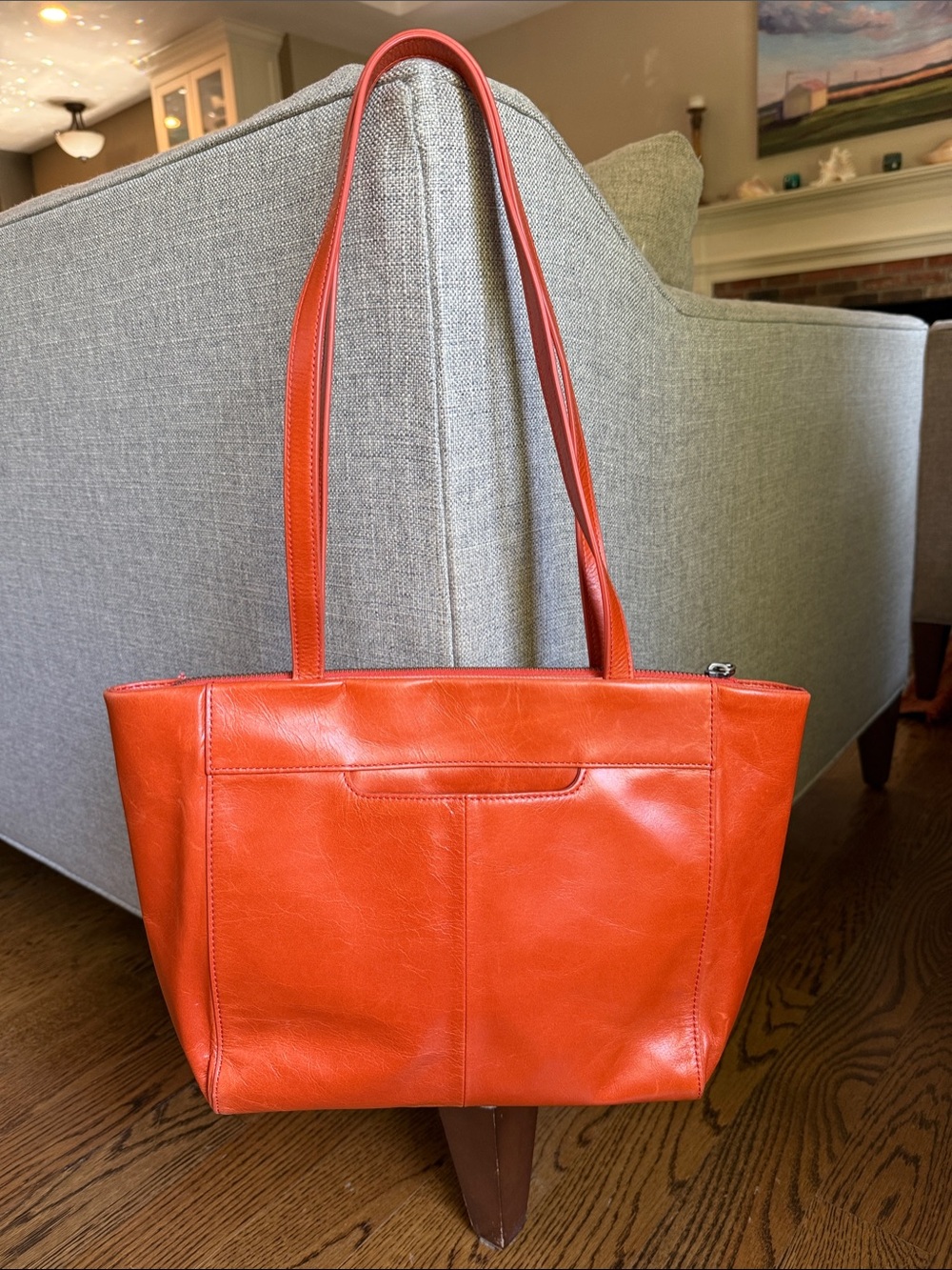HOBO Orange Leather Tote Bag